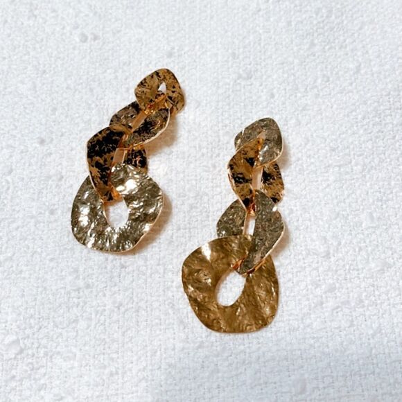 Gold chain drop earrings M201 - Picture 2 of 5